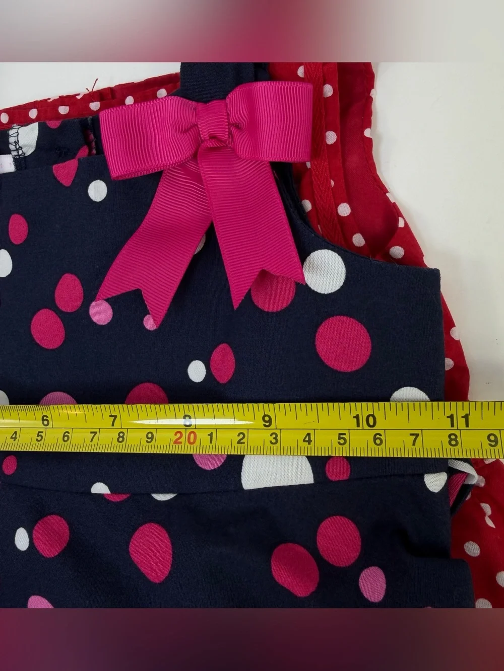 Toddler Girl 24M Polka Dot Party Dress Bundle Lot of 2 Navy Red EUC